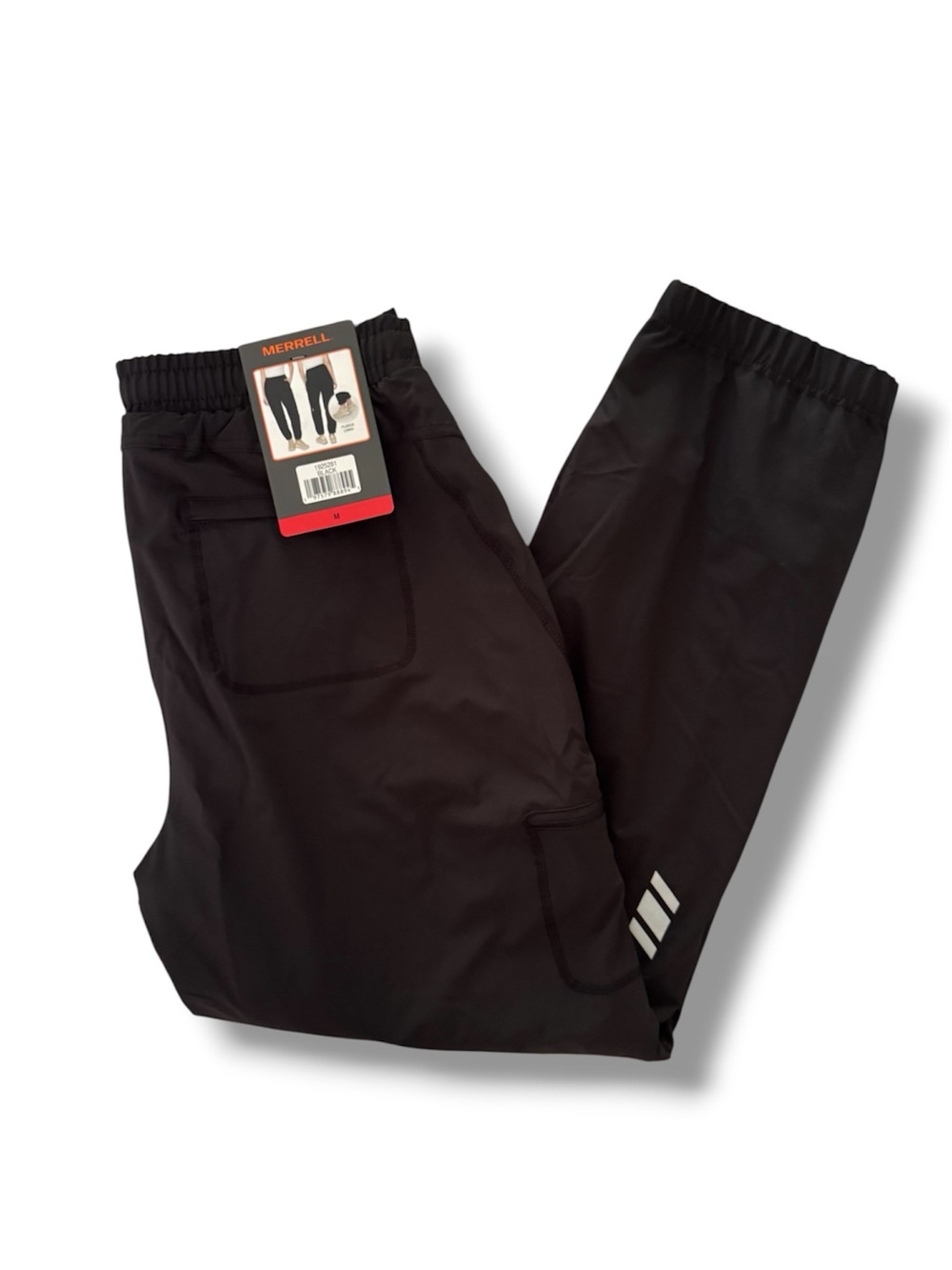 Merrell Womens Black Elastic Waist Cargo Fleece Lined Jogger Pants Inseam 29”